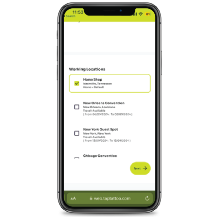Collect intake forms from clients, including service details and their preferred location.